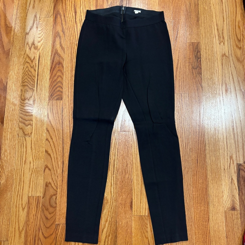 J. Crew black leggings with zipper up the back and seam detail on back of legs